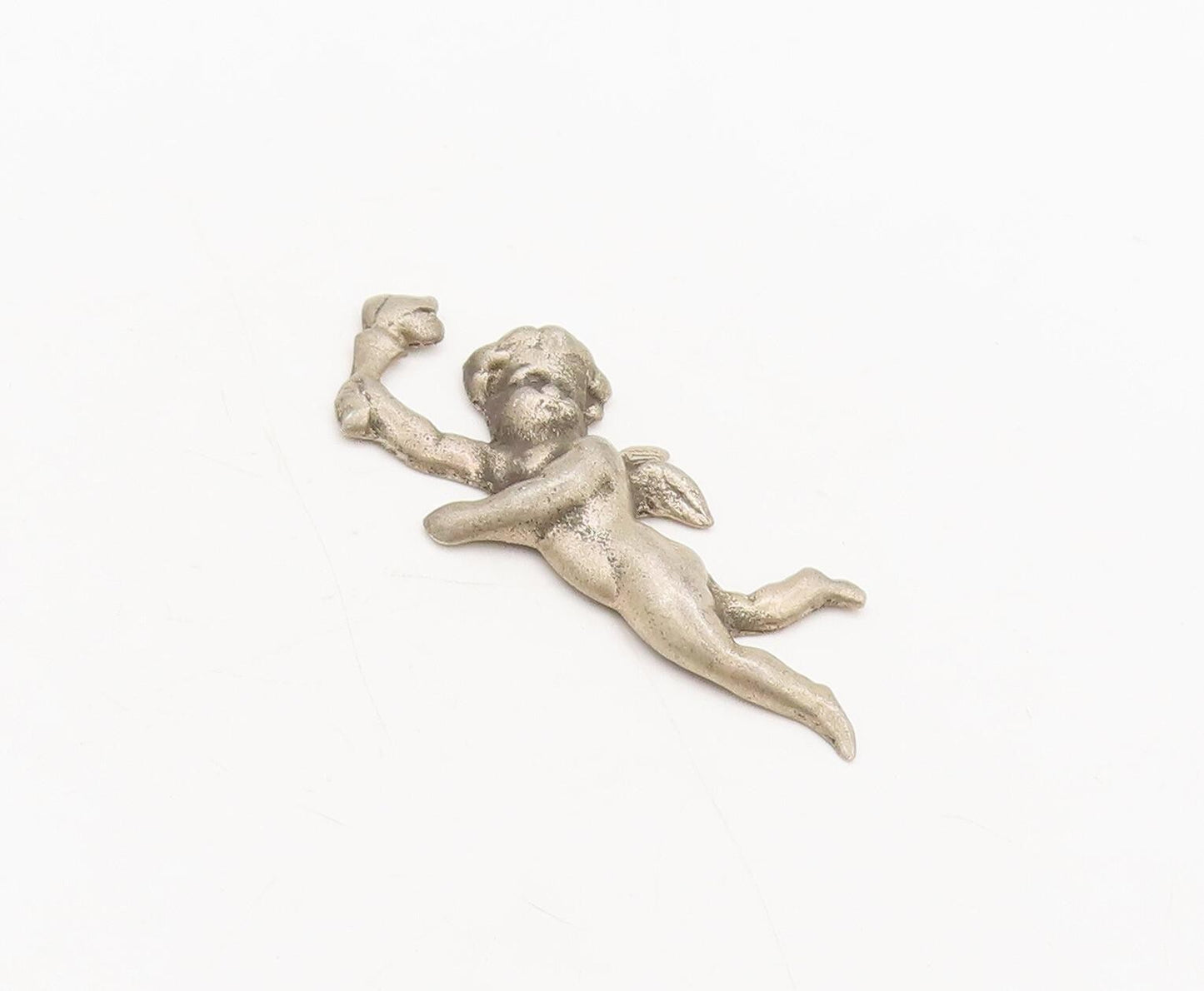 925 Sterling Silver  Vintage Solid Carved Flying Angels With Arrow   TR3650