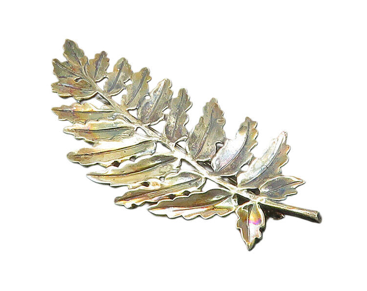 MMA 925 Sterling Silver  Vintage Shiny Floral Leaf Motif Brooch Pin  BP7975