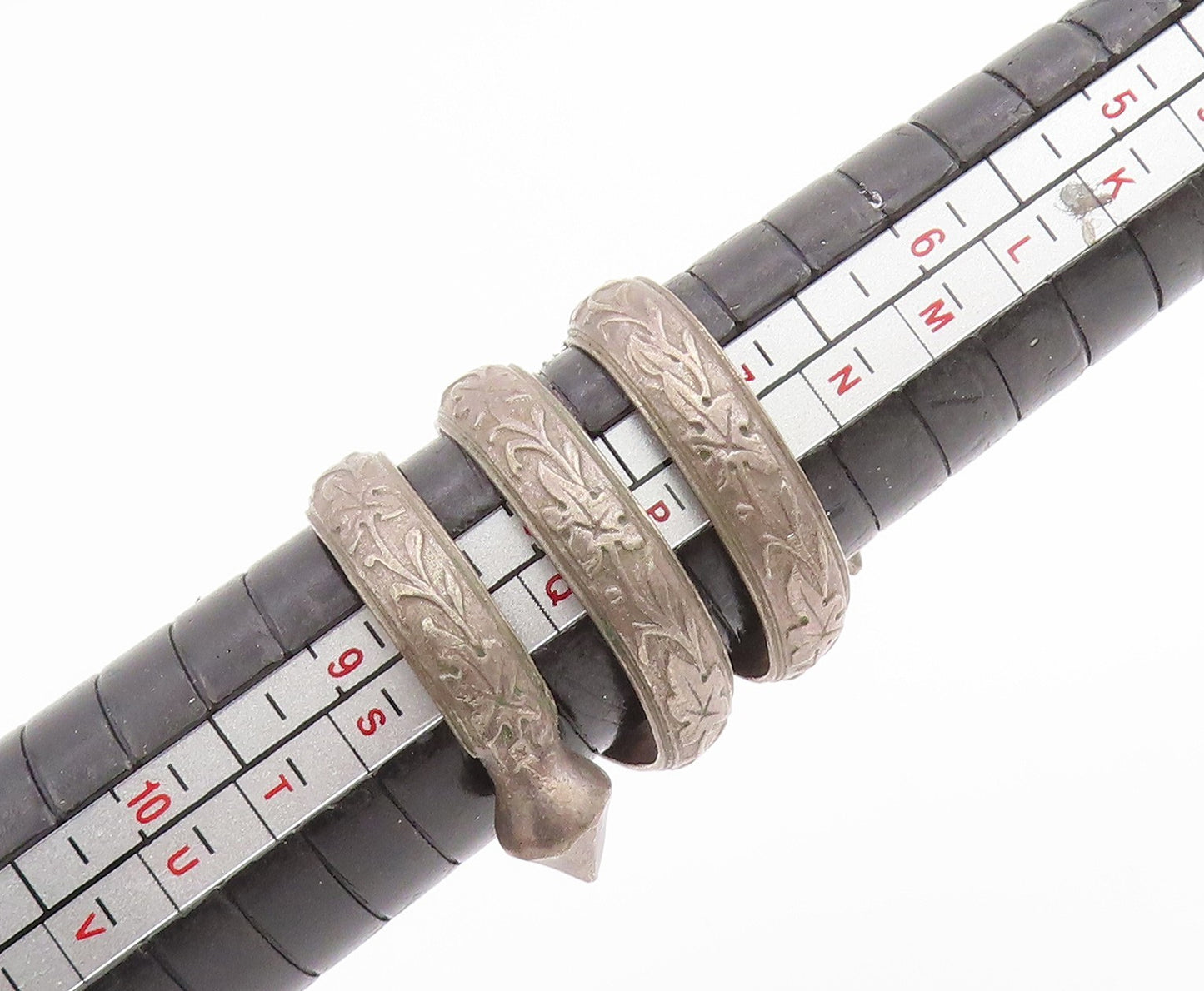 925 Sterling Silver Vintage Ring Chinese Export Floral Wrap Band  Sz 8  RG33780