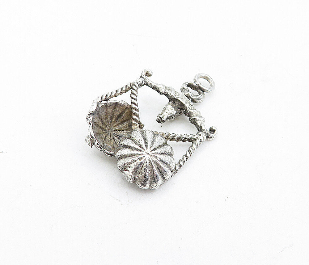 925 Sterling Silver  Vintage Horned Animal Twist Balance Scale Pendant  PT3338