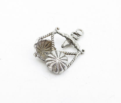 925 Sterling Silver  Vintage Horned Animal Twist Balance Scale Pendant  PT3338