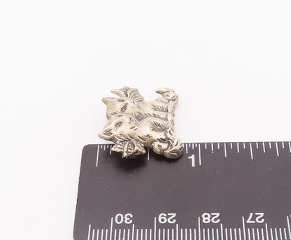 925 Sterling Silver Vintage Brooch Pin Solid  Carved Sitting Lover Cats  BP10755
