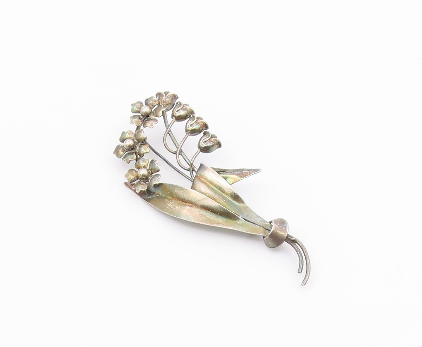 CARL ART 925 Sterling Silver  Vintage Flower Bunch Motif Brooch Pin  BP4187