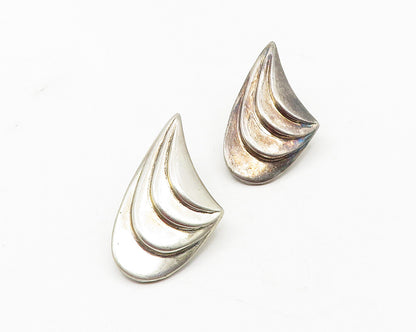 MEXICO 925 Sterling Silver  Vintage Hollow Modernist Drop Earrings  EG6311
