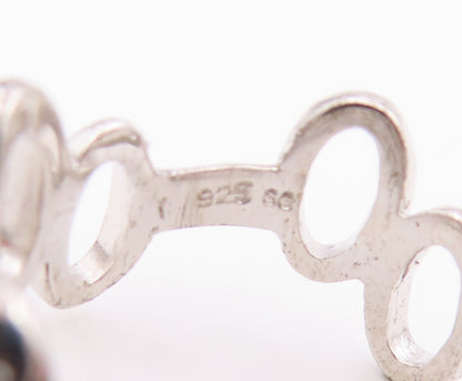 925 Sterling Silver Vintage Ring CZ Interlocking Wavy Oval Loop Sz 8 RG34468