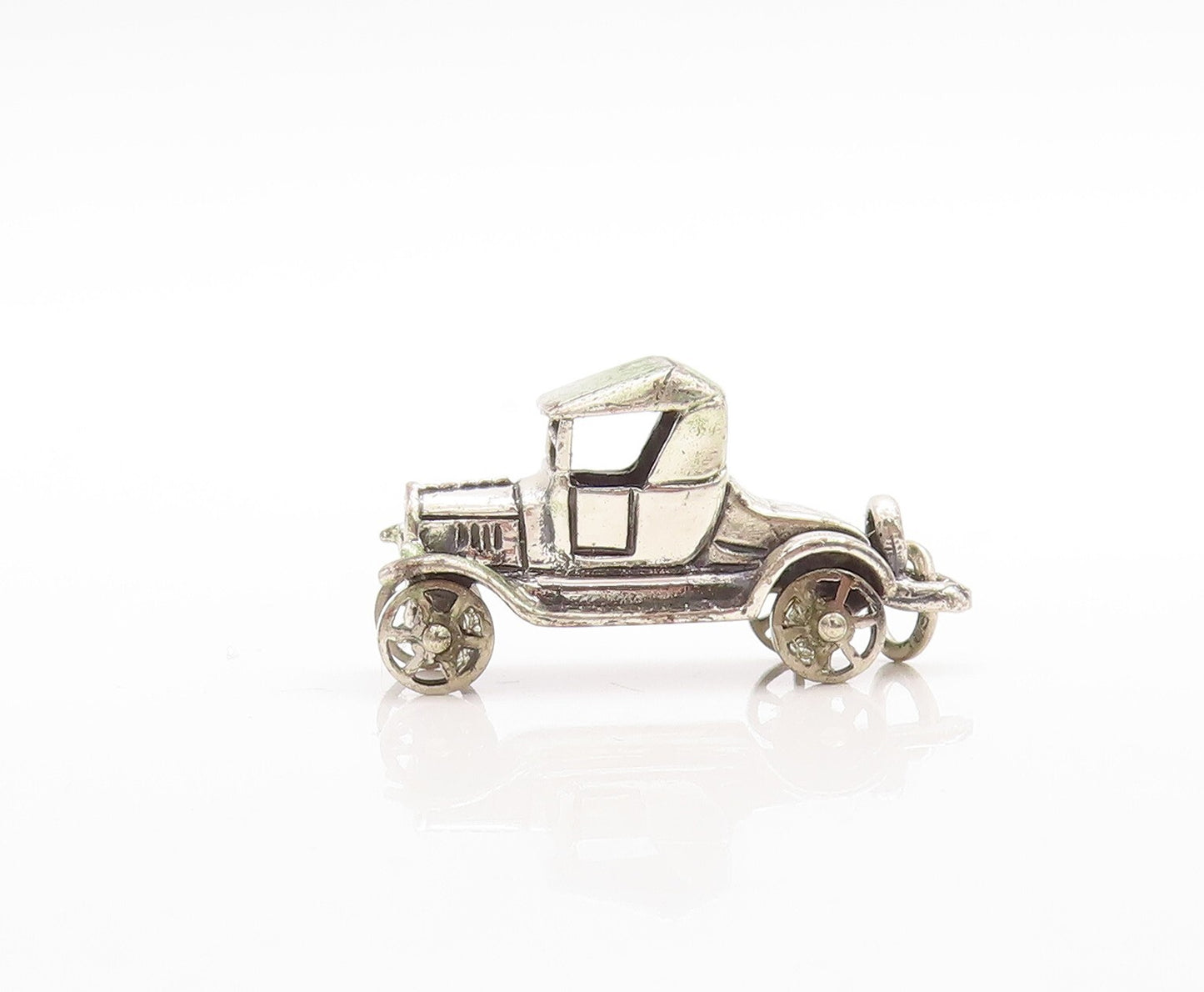 925 Sterling Silver Vintage Pendant Dark Tone Cutout Old Car Charm  PT23720