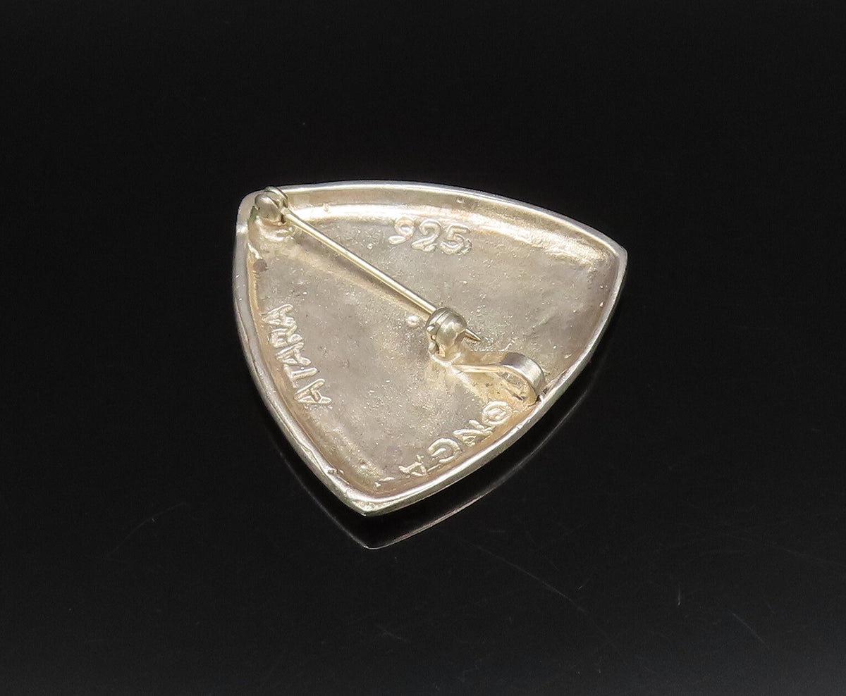 ATARA 925 Silver  Vintage Engraved Swirls Triangular Brooch Pin  BP10018