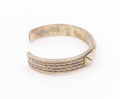 925 Sterling Silver Vintage Bracelet NAVAJO ZUNI Mother Of Pearls Cuff  BT11294