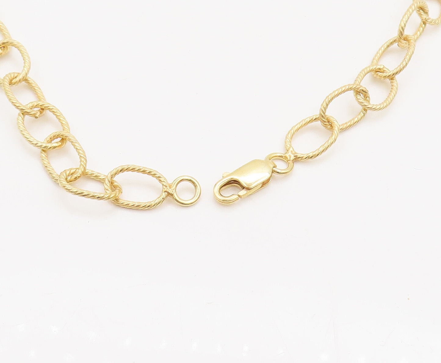 925 Sterling Silver  Vintage Gold Plated Twisted Rope Ring Necklace  NE4073
