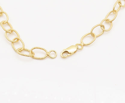 925 Sterling Silver  Vintage Gold Plated Twisted Rope Ring Necklace  NE4073