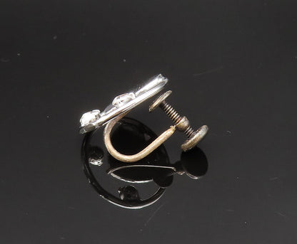 925 Silver  Vintage Love Heart & Cubic Zirconia Screw Back Earrings  EG11796