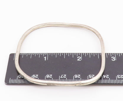 SOUTHWESTERN 925 Silver Vintage Rounded Square Etched Bangle Bracelet BT8625
