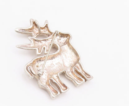 925 Sterling Silver Vintage Brooch Pin MFA Solid Carved Baby Deer  BP10682