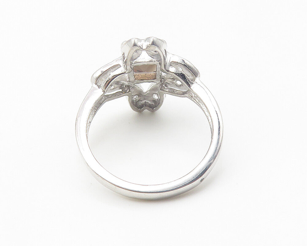 925 Sterling Silver  Smoky Topaz Flower Motif Cocktail Ring Sz 8  RG10250