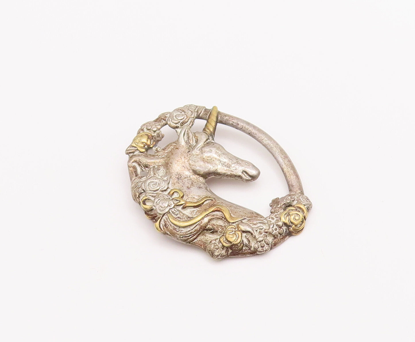 925 Sterling Silver Vintage Pendant GORHAM Solid Antique Carved Horse  PT23205