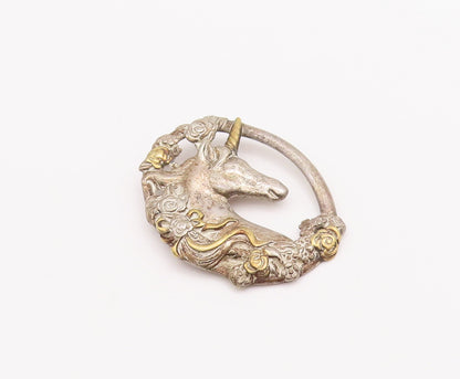 925 Sterling Silver Vintage Pendant GORHAM Solid Antique Carved Horse  PT23205