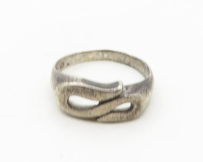 925 Sterling Silver  Vintage Dark Tone Swirl Dome Band Ring Sz 8  RG18784