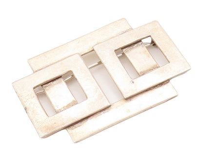 925 Sterling Silver Vintage Brooch Pin Brutalist Cutout Square Design  BP10886
