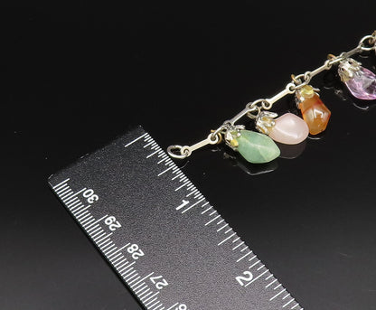 925 Silver  Vintage Rose Quartz Citrine & Multi Tumbled Stone Bracelet  BT9614