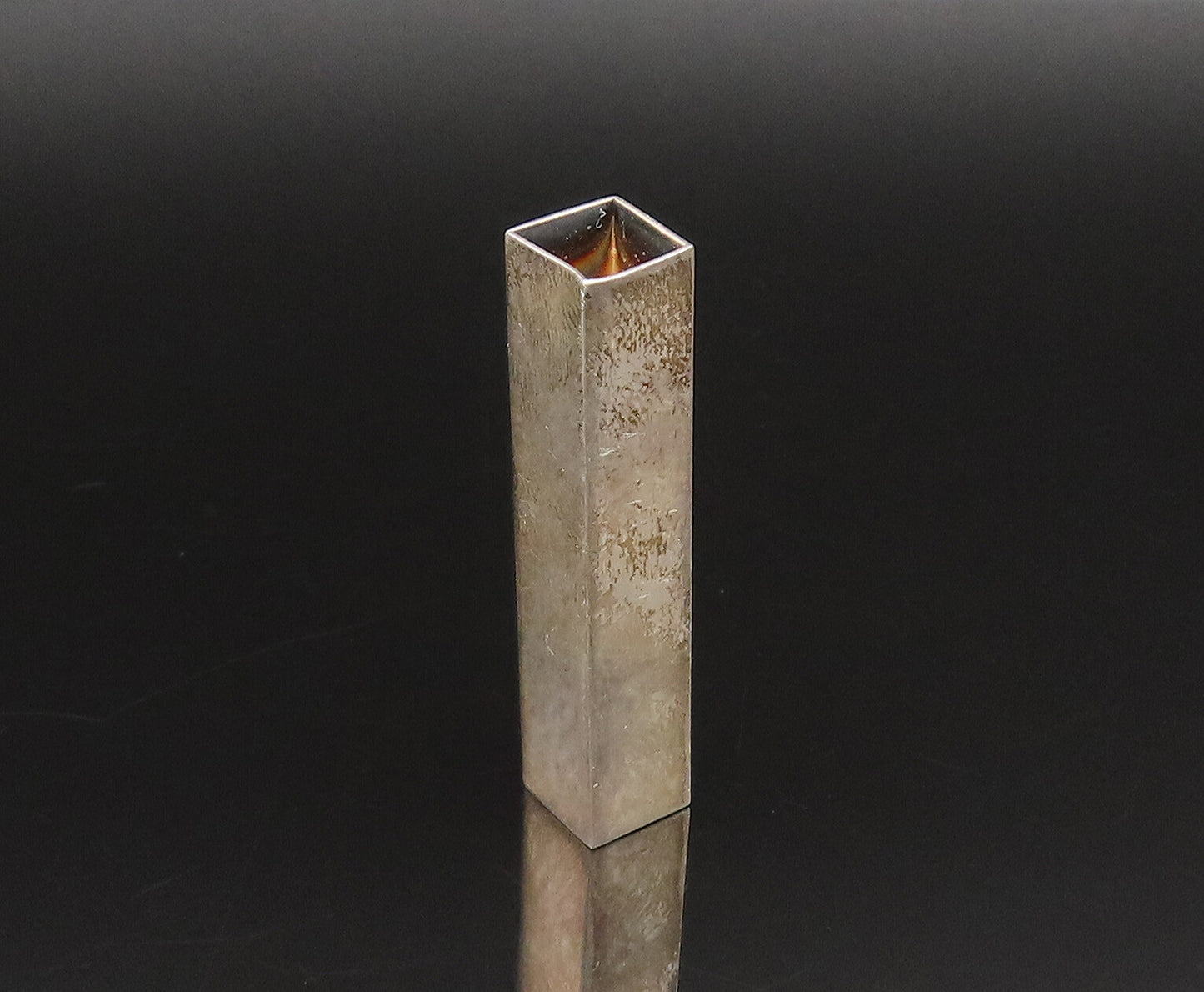 ALFRED KARRAM 925 Silver  Vintage Open Square Ends Linear Brooch Pin  BP9795