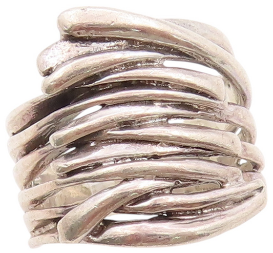 925 Sterling Silver Vintage Ring HAGIT GORALI Brutalist Bypass  Sz 6  RG32620
