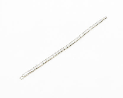 925 Sterling Silver  Vintage Cubic Zirconia Box Link Chain Bracelet  BT7894