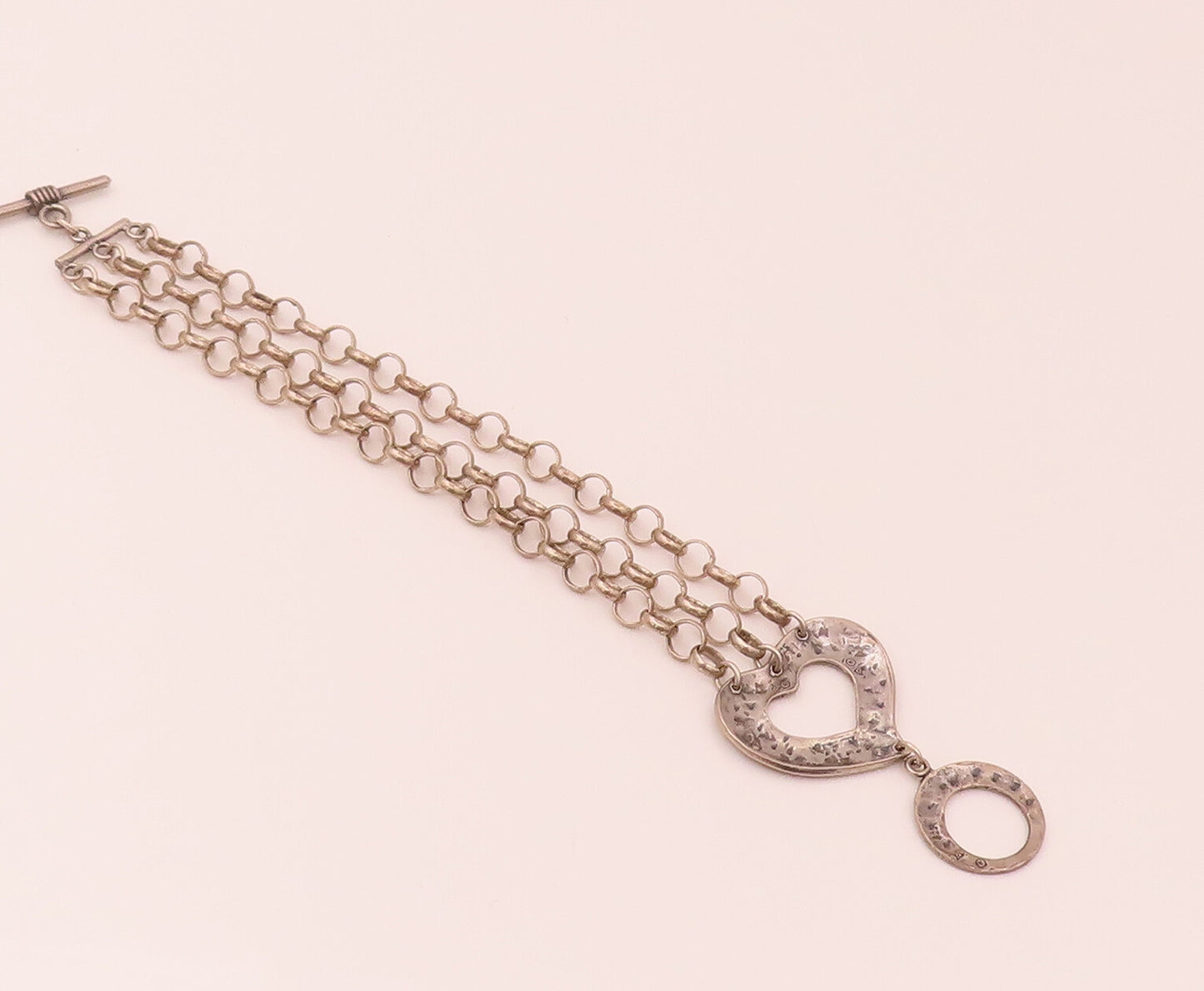 SILPADA 925 Sterling Silver  Vintage O Chain Link Heart Toggle Bracelet BT9834