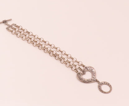 SILPADA 925 Sterling Silver  Vintage O Chain Link Heart Toggle Bracelet BT9834