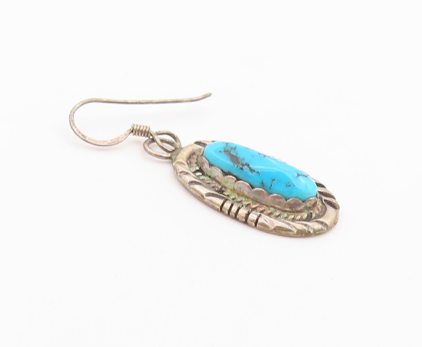 925 Sterling Silver Vintage Earrings DONALD DOUGLAS NAVAJO Turquoise  EG14428
