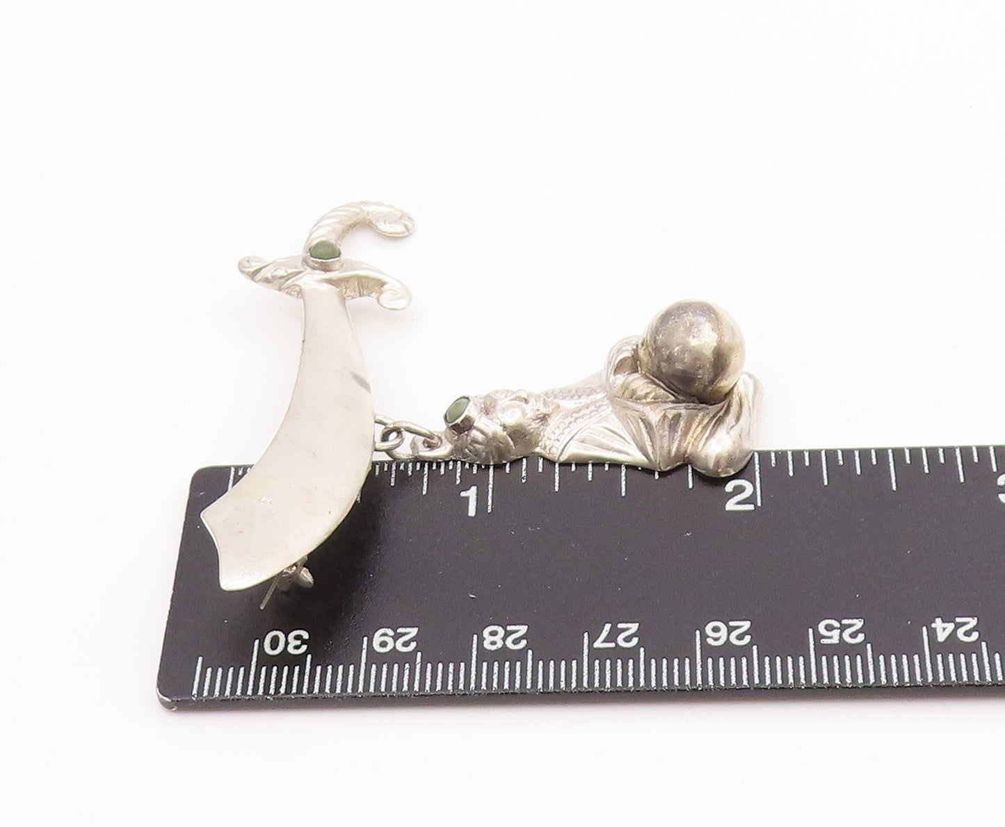 925 Sterling Silver Vintage Brooch Turquoise Fortune Teller & Sword Pin  BP12156