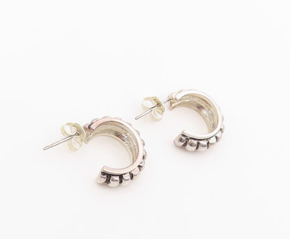 925 Sterling Silver Vintage Earrings ESPO Chunky Ribbed Crescent Studs  EG14472