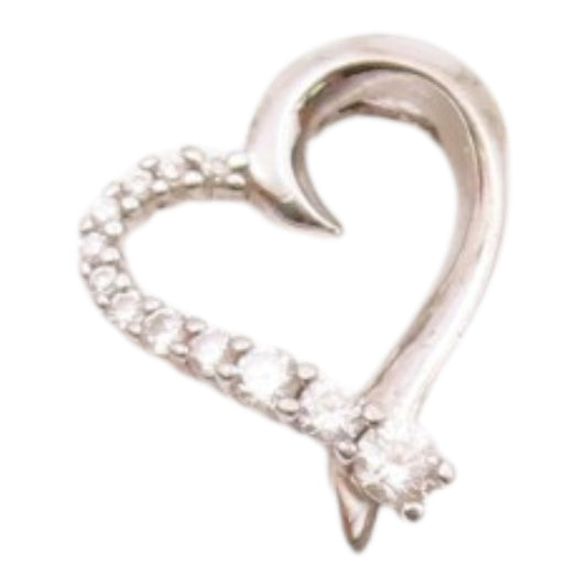 925 Sterling Silver  Vintage Petite Topaz Open Love Heart Pendant  PT17328