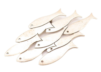 925 Sterling Silver Vintage Brooch Pin MEXICO Carved School Of Fish  BP10793