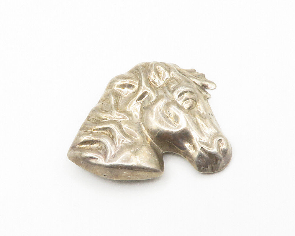 MEXICO 925 Sterling Silver  Vintage Dark Tone Horse's Head Brooch Pin  BP5753