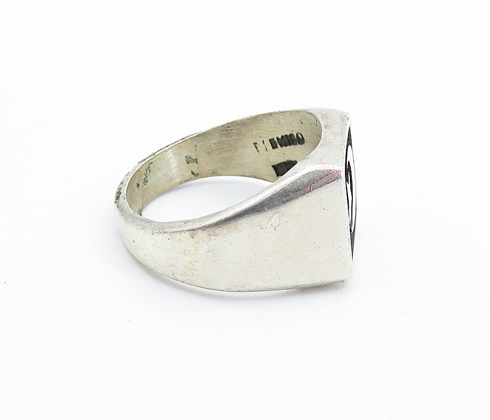 MEXICO 925 Silver  Vintage Oxidized Half Moon & Star Band Ring Sz 10  RG7403