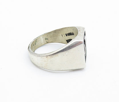 MEXICO 925 Silver  Vintage Oxidized Half Moon & Star Band Ring Sz 10  RG7403