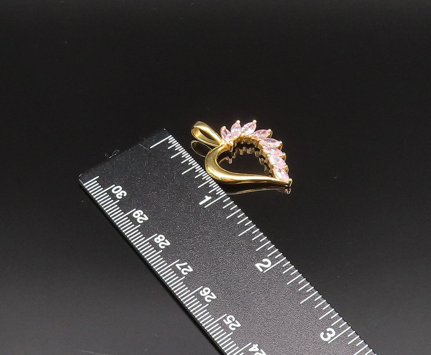 925 Silver  Vintage Gold Plated Spiked Cubic Zirconia Heart Pendant  PT20993
