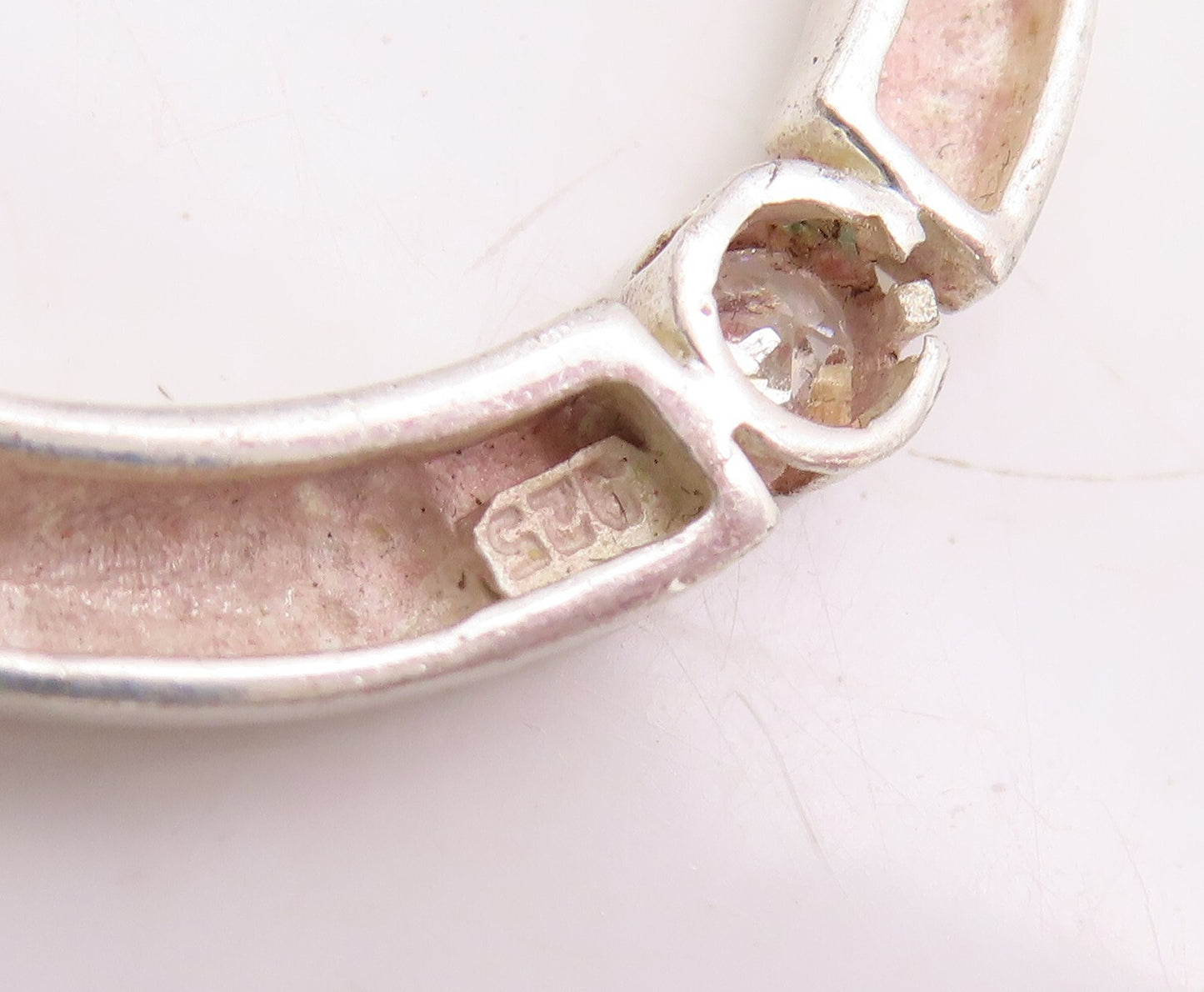 925 Sterling Silver Vintage Pendant Minimalist CZ Inlay Cutout Ring  PT23851