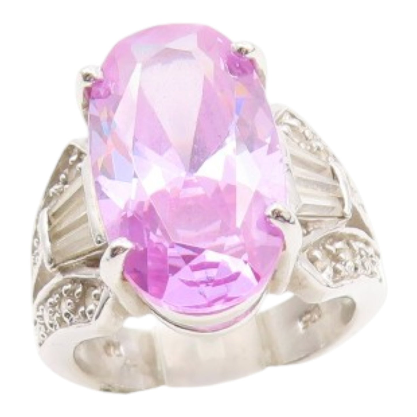 925 Sterling Silver Vintage Ring Oval Cut Amethyst & Topaz Band  Sz 7  RG35073