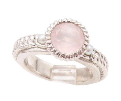 925 Sterling Silver Vintage Ring ATELIER Pearls & Gemstone Roped   Sz 6  RG33070