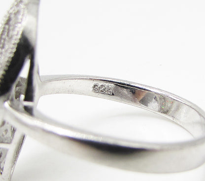 925 Sterling Silver  White Cubic Zirconia Leaf Cluster Ring Sz 8  RG3252