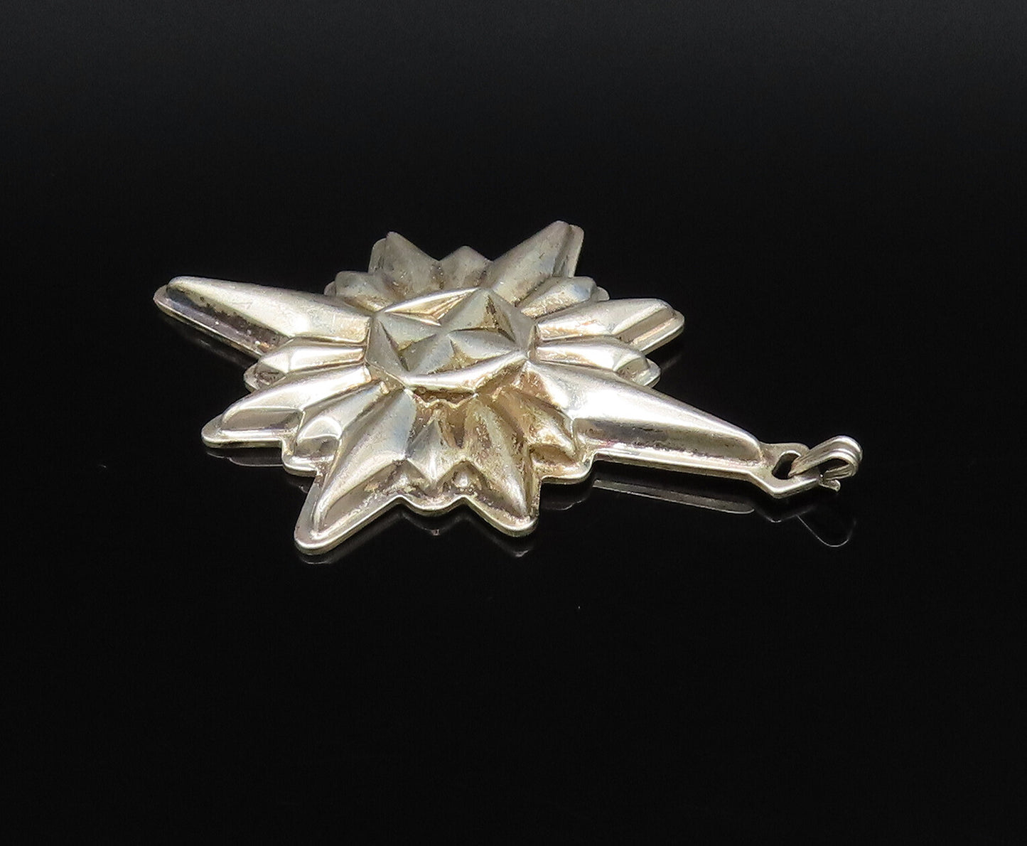 REED & BARTON 925 Silver  Vintage Christmas Star Ornate Pendant  PT21673