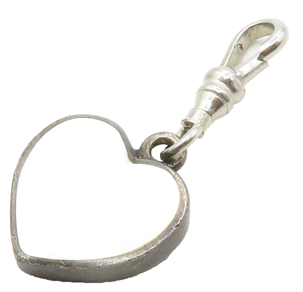 925 Sterling Silver  Vintage Mother Of Pearl Love Heart Drop Pendant  PT10308