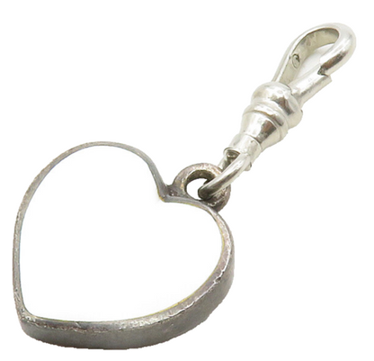 925 Sterling Silver  Vintage Mother Of Pearl Love Heart Drop Pendant  PT10308