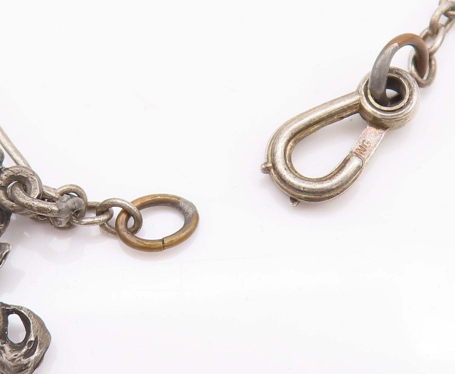 925 Sterling Silver Vintage Bracelet Wild West Old America Link Charm  BT10192