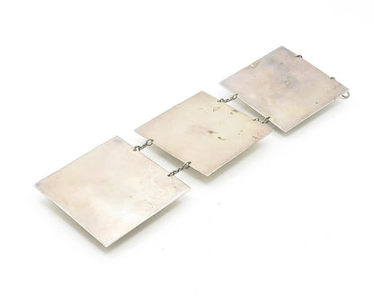 Solid Silver Vintage Cabochon Cut Gemstone Long Square Pendant  PT9290