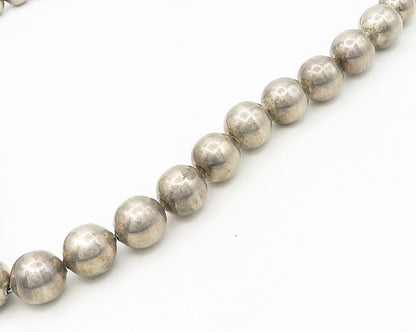 MEXICO 925 Silver  Vintage Heavy Graduated Beaded Chain Necklace  NE2923