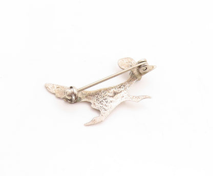 925 Sterling Silver Vintage Brooch Pin NAVAJO Rode Runner Larimar Bird  BP11407