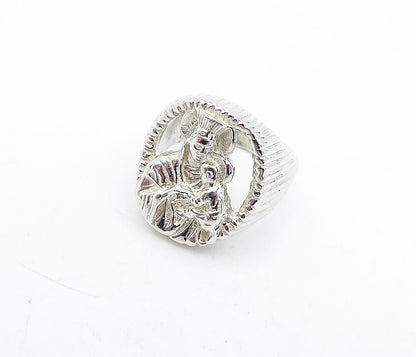 925 Sterling Silver Vintage Sculpted Religious Figure Band Ring Sz 5 RG5585