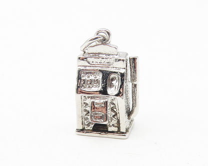 925 Sterling Silver  Vintage Petite Shiny Slot Machine Drop Pendant  PT9331